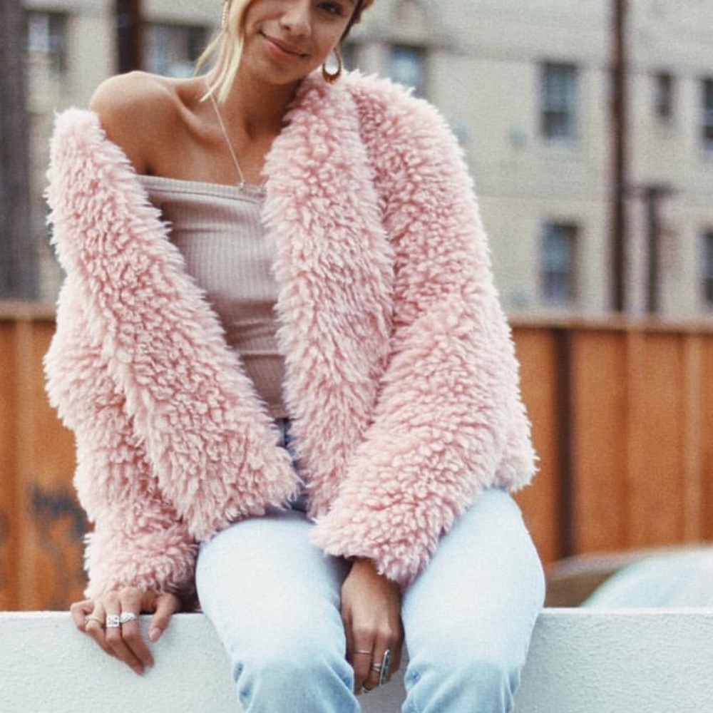 Pink Fuzzy Jacket Teddy Bear